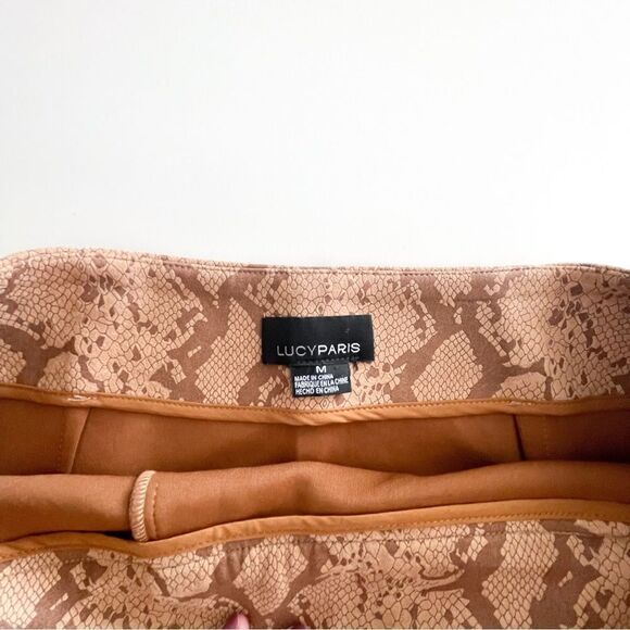 Lucy Paris Snakeskin Mini Skirt Side Zip Kilt Style Women's M Stretch Faux Suede - Picture 5 of 10